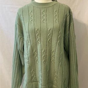Vintage Karen Scott Light Green Cable Knit Sweater